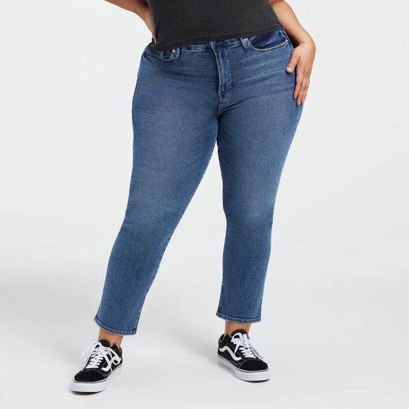 Good American Good Legs Straight Jeans Indigo478 - Picture 1 of 5